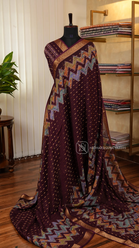 Premium Georgette With Zari Butta And Zig Zag Concept