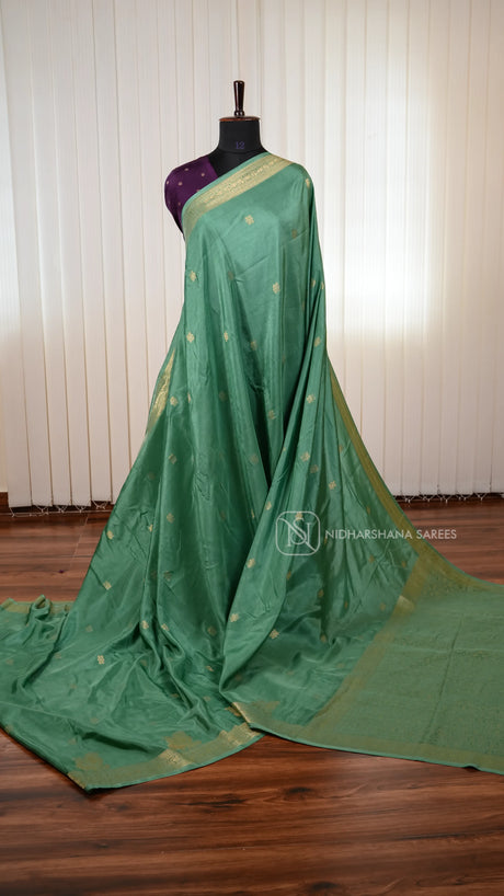 Pure Viscose Saree With Matte Zari Butta And Annam Motif Skirting Border