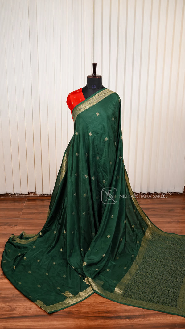 Pure Viscose Saree With Matte Zari Butta And Annam Motif Skirting Border