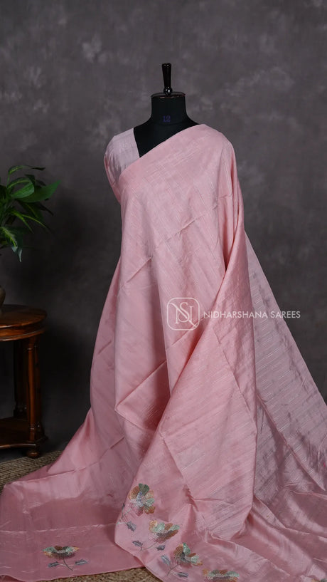 Raw Silk  with Zari Lines and Zari Embroidery Concept