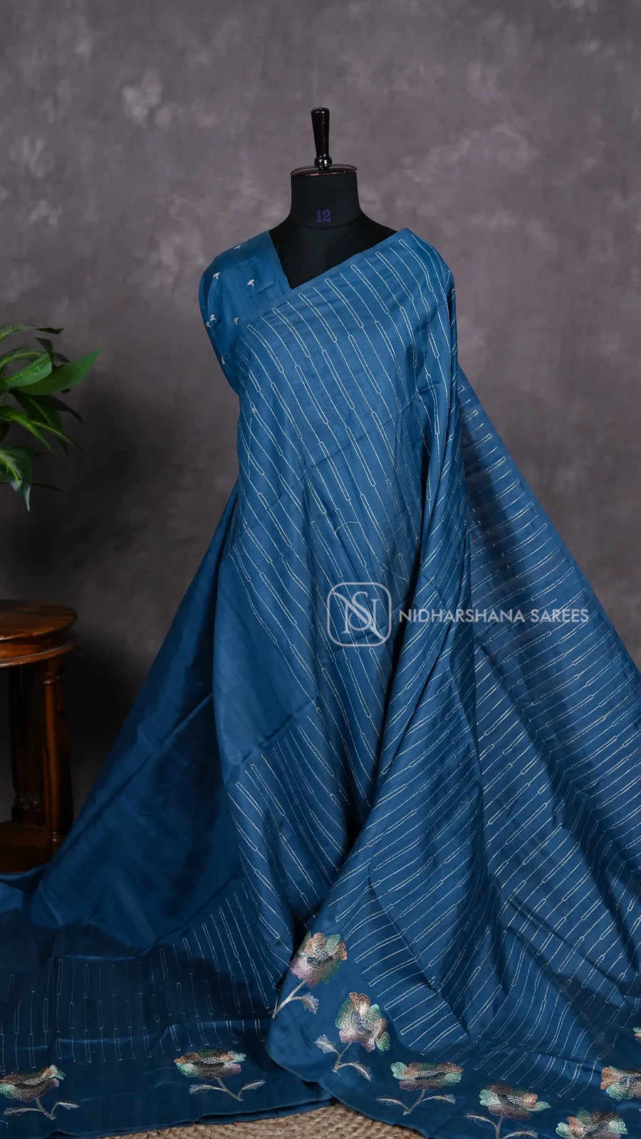 Raw Silk  with Zari Lines and Zari Embroidery Concept