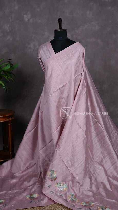Raw Silk  with Zari Lines and Zari Embroidery Concept