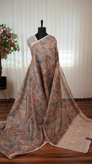 Elegant Chanderi Cotton Saree With Kalamkari-Inspired Design And Lace Detailing
