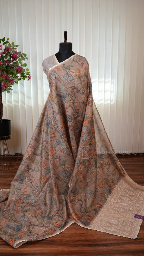 Elegant Chanderi Cotton Saree With Kalamkari-Inspired Design And Lace Detailing