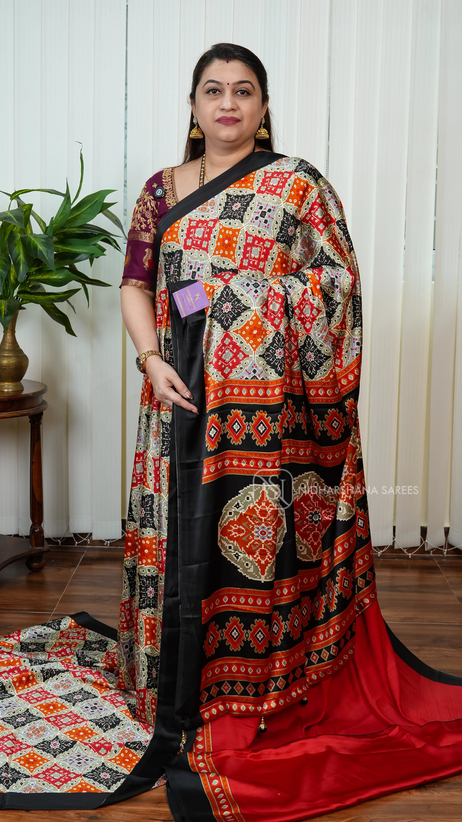 Semi Satin With Patola Prints Concept