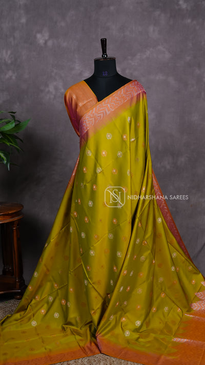 Semi Silk With Silver And Gold Zari Butta Concept