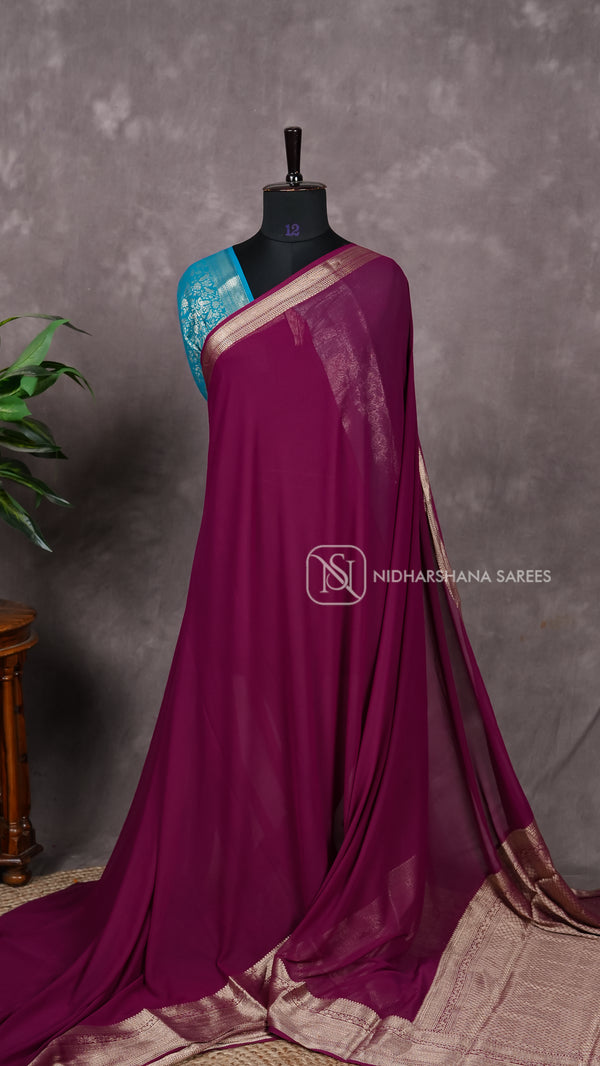 Chiffon Georgette With Zari Border