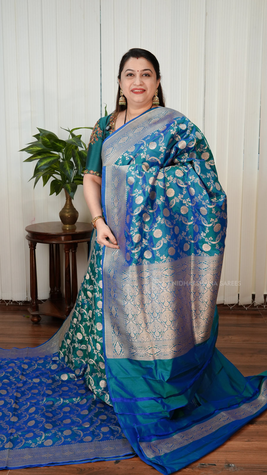 Pure Katan Banarasi Silk With Floral Zari Weaving