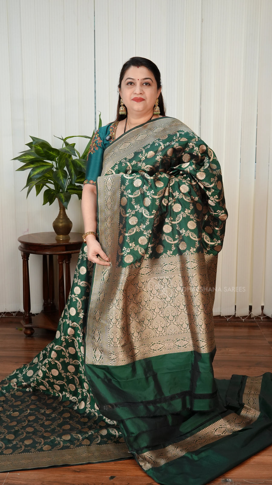 Pure Katan Banarasi Silk With Floral Zari Weaving