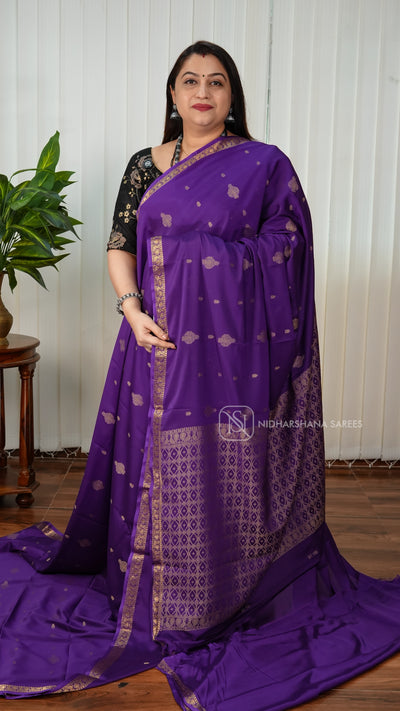Semi Mysore Silk With Zari Butta