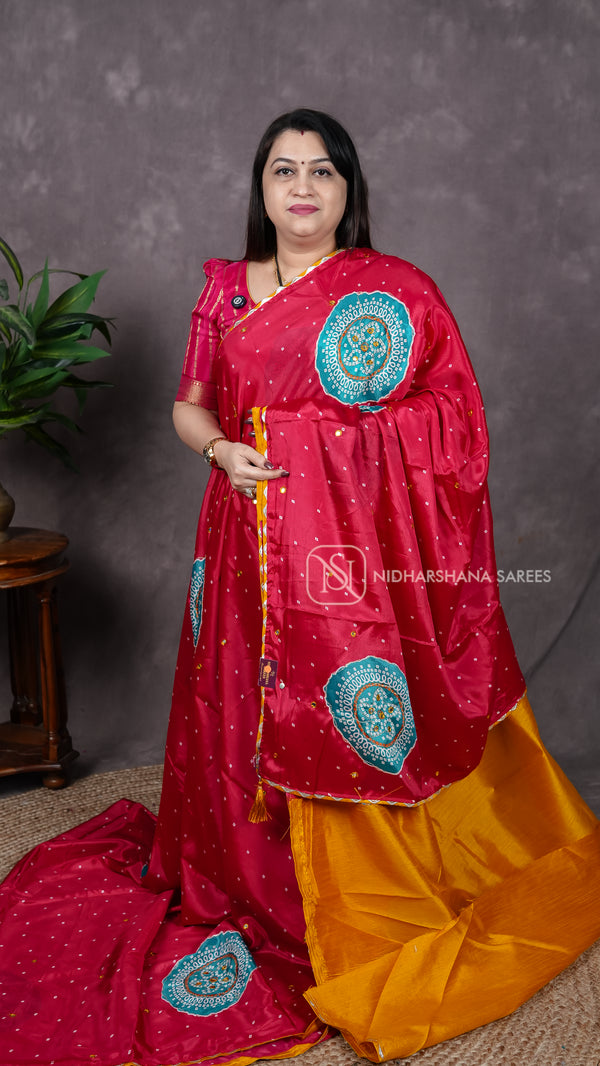 Crepe Silk With Bandhini Print