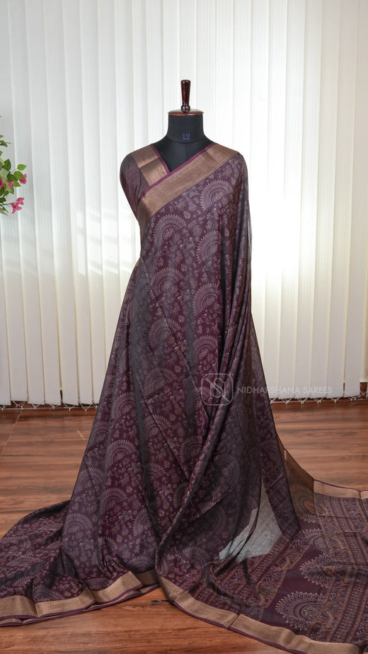 Semi Dola With Warli Print Concept And Zari Border