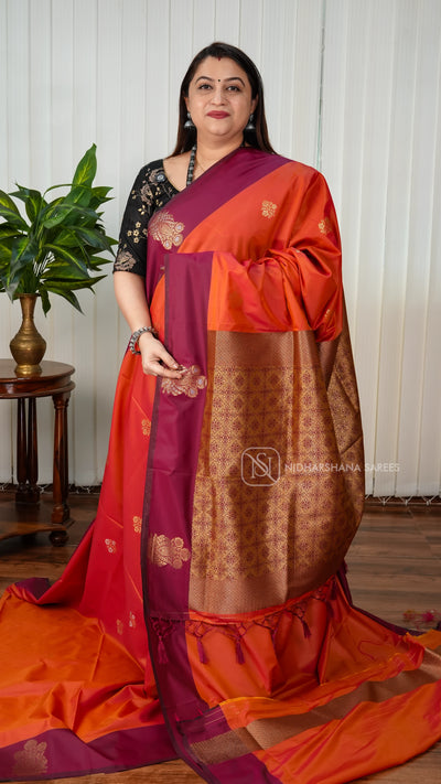 Semi Soft Silk With Floral Zari Butta And Dual Shade Concept