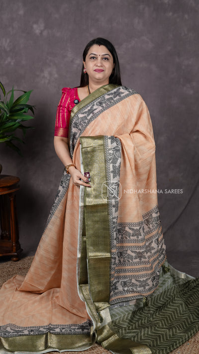 Semi Tussar With Digital Print
