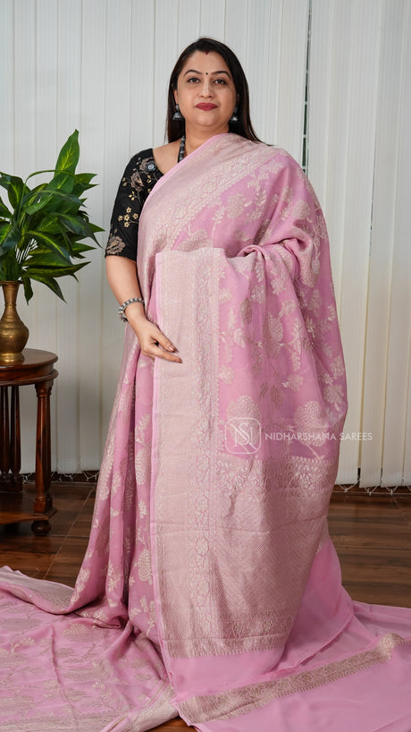 Pure Banarasi With Antic Zari Floral Weaving
