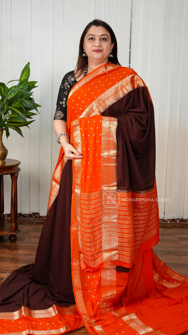Semi Mysore Crepe Silk With Contrast Border