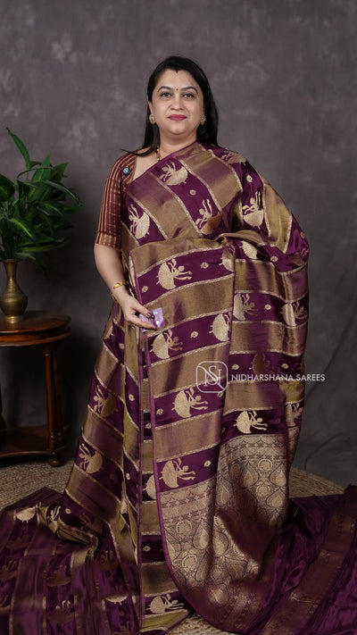 Mashru Satin With Zari Lines And Zari Butta V-6