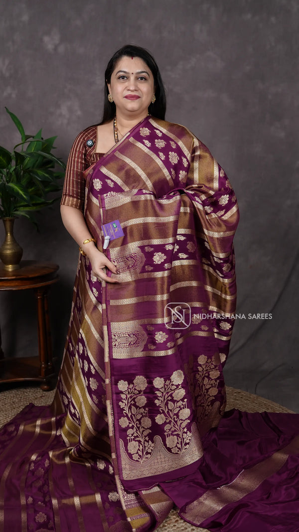 Mashru Satin With Floral Zari Butta V-6
