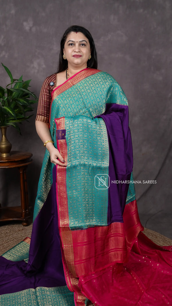Premium Mysore Crepe Silk With Zari Border V-12