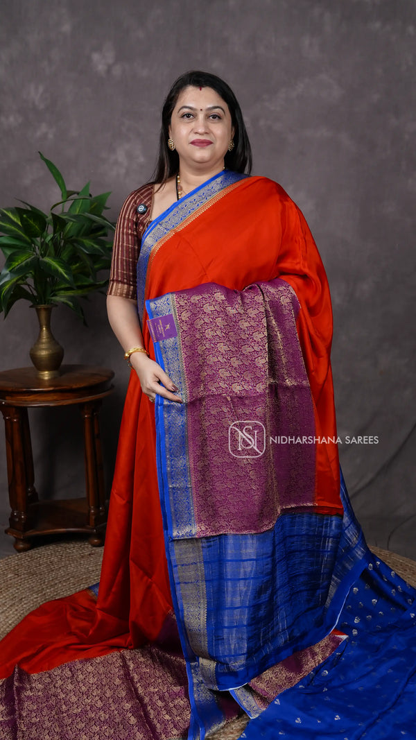 Premium Mysore Crepe Silk With Zari Border V-12