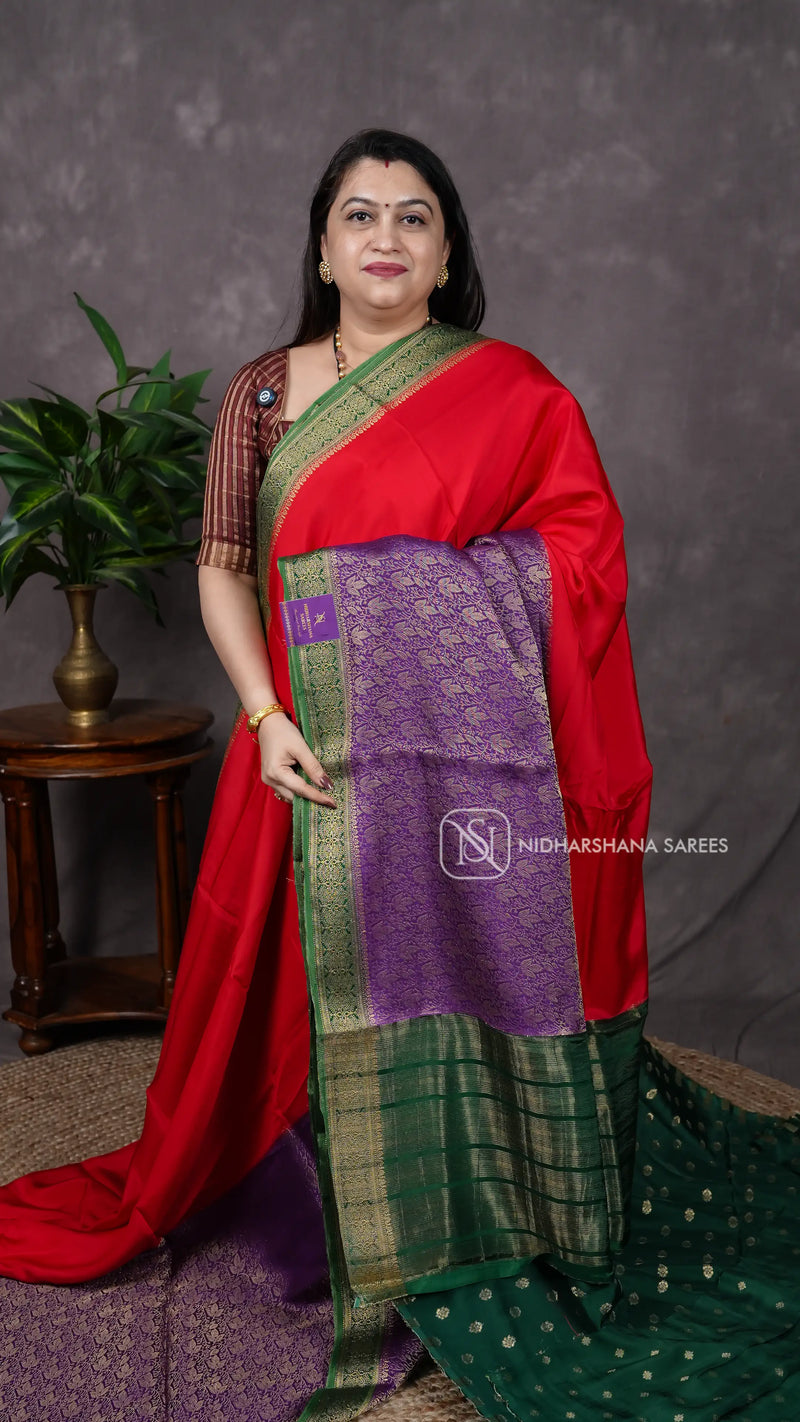 Premium Mysore Crepe Silk With Zari Border V-12