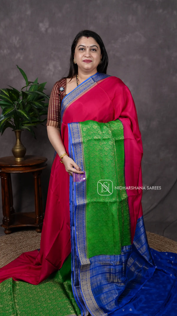 Premium Mysore Crepe Silk with Zari Border V-12