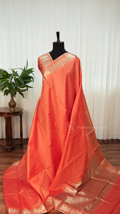 Semi Tussar Silk With Zari Border