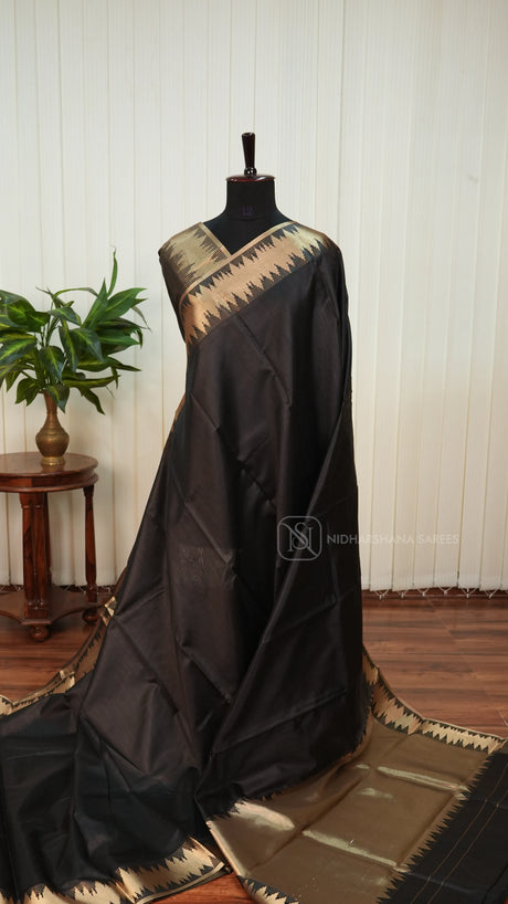 Semi Tussar Silk With Zari Border