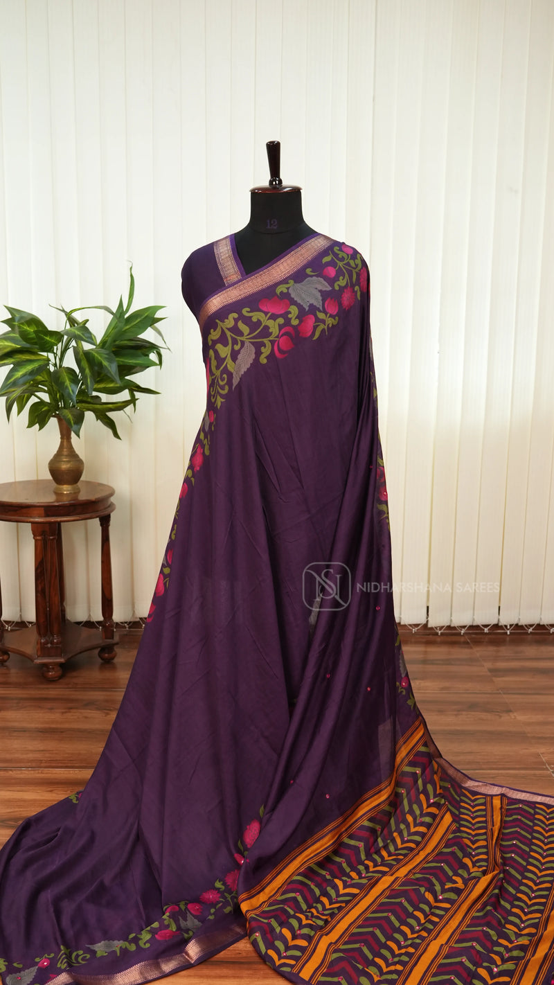 Mix Cotton With Mirror Work And  Floral Digital Print