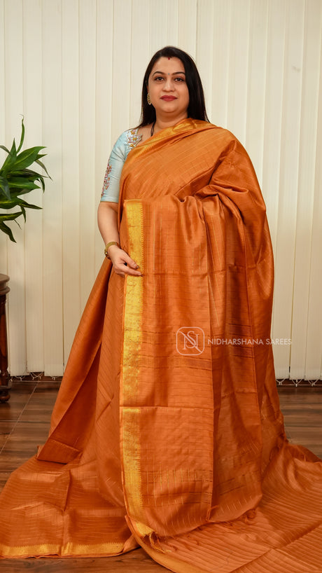 Art Linen With Zari Checks And Zari Border Concept