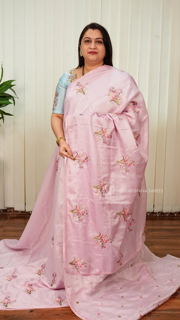 Kota Saree With Floral Embroidery Concept