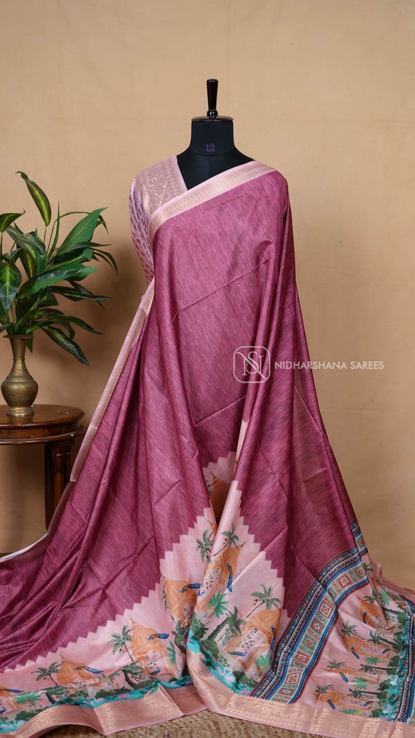 Semi Tussar With Nature Digital Print