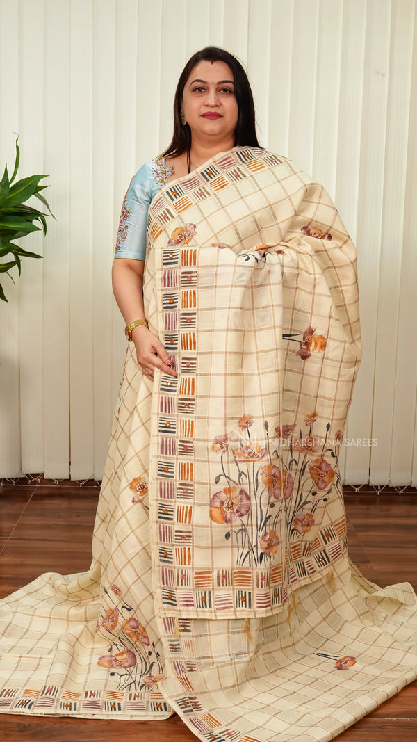 Pure Mul Cotton With Hand Painted And Mirror Work Concept