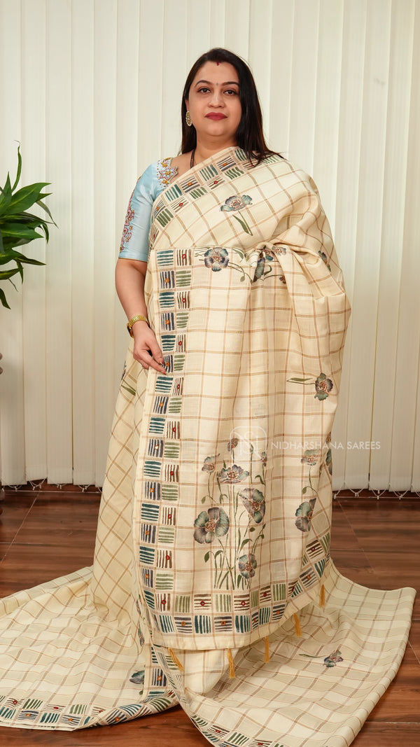 Pure Mul Cotton With Hand Painted And Mirror Work Concept