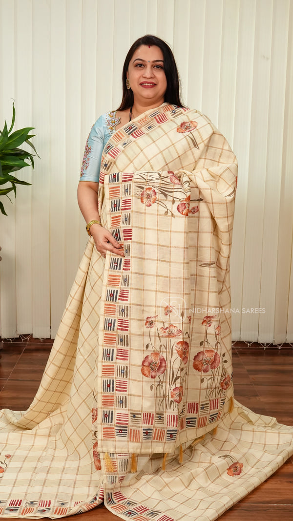 Pure Mul Cotton With Hand Painted And Mirror Work Concept