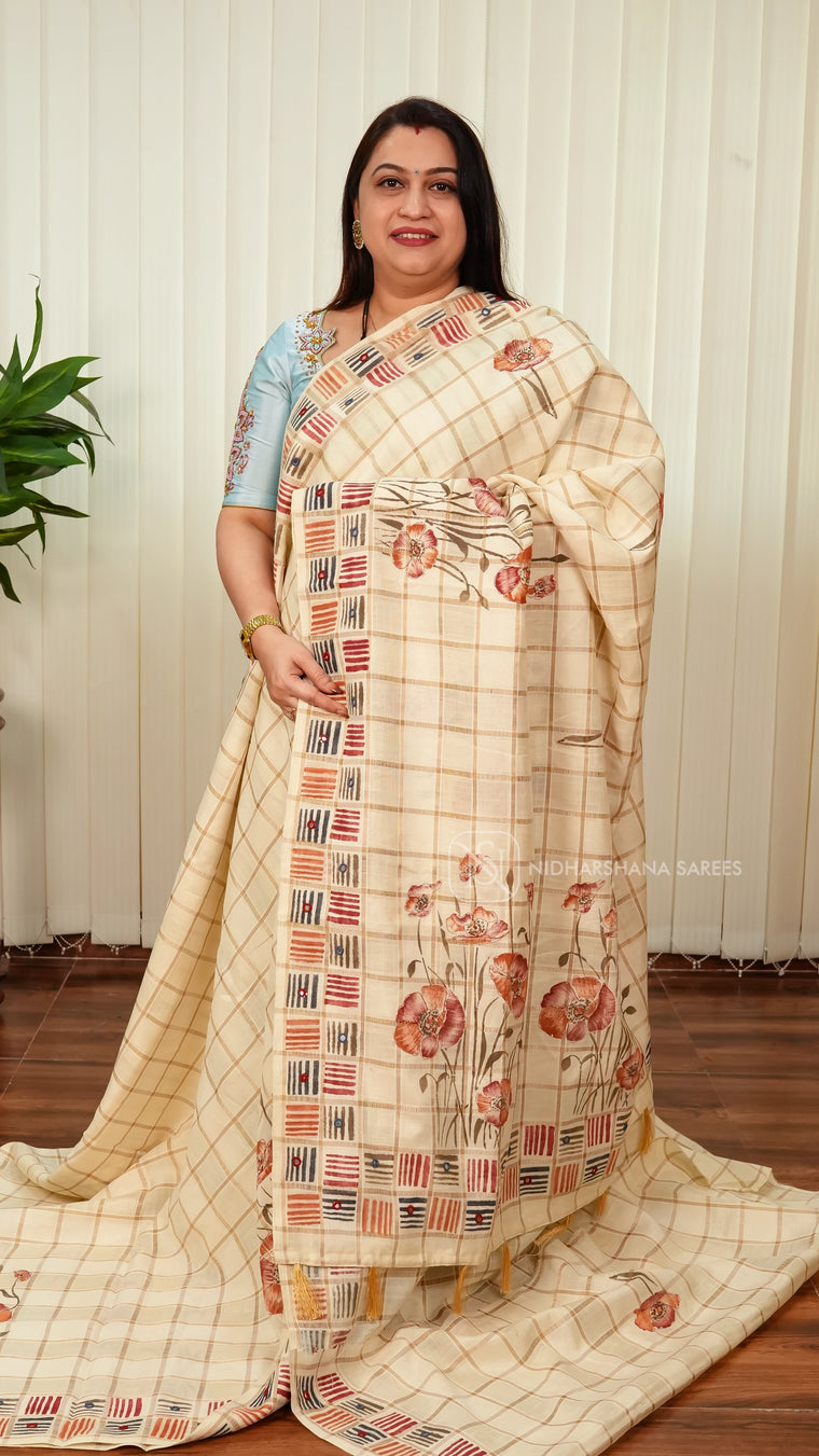 Pure Mul Cotton With Hand Painted And Mirror Work Concept