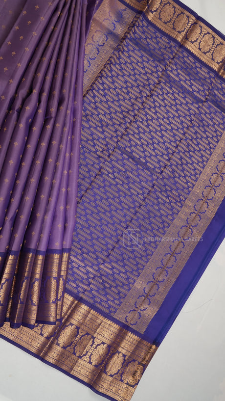 Pure Kanchipuram Silk Saree With Traditional Border And Contrast Zari Butta