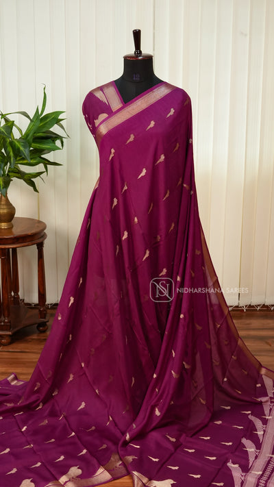 Semi Georgette With Bird Weaving Concept