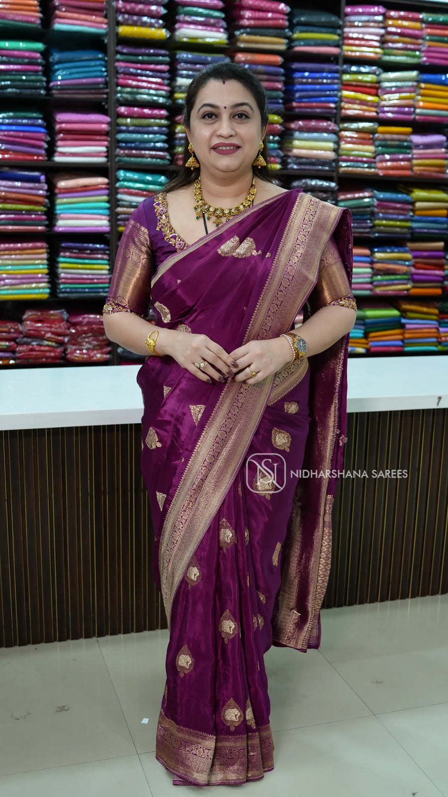 Premium Crepe Silk With Elephant Zari Weaving Concept