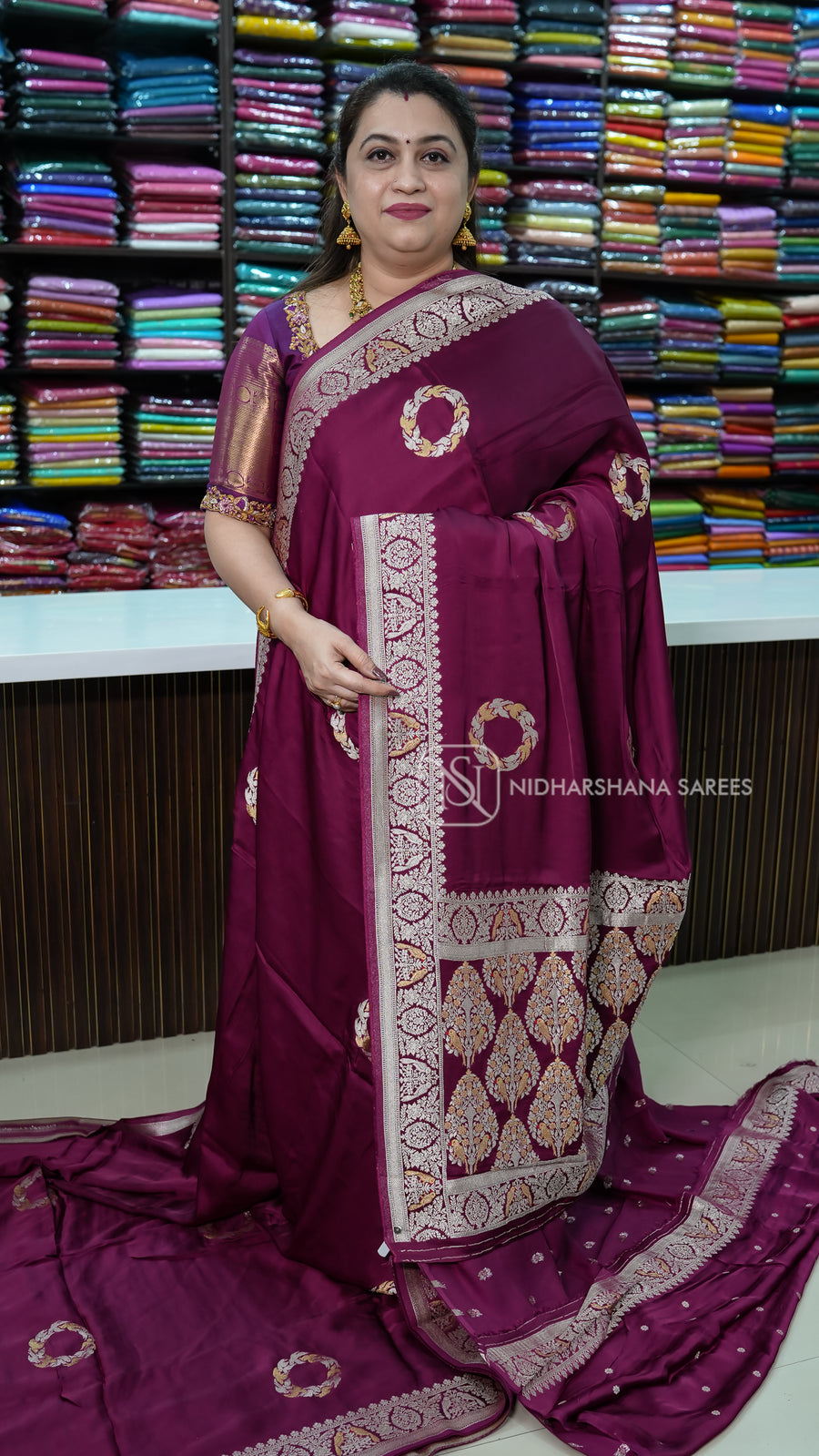 Mashru Satin With Silver And Gold Zari Weaving Concept