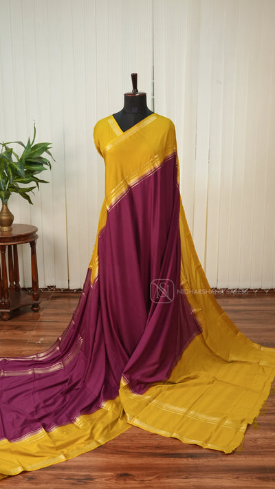 Semi Crepe Silk With  Zari Gap Style Border