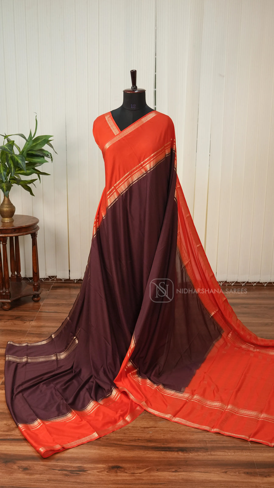 Semi Crepe Silk With  Zari Gap Style Border
