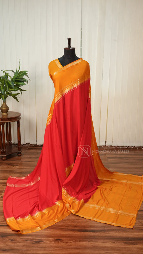 Semi Crepe Silk With  Zari Gap Style Border