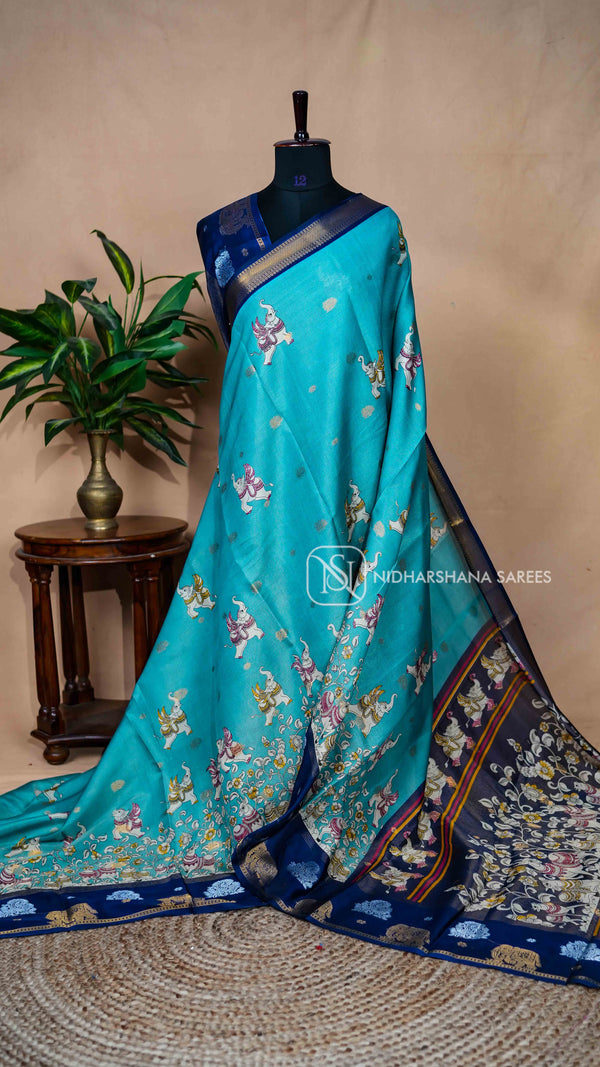 Semi Dola With Elephant Digital Print