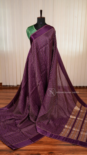 Viscose Saree With Antic Zari Lines And Satin Border