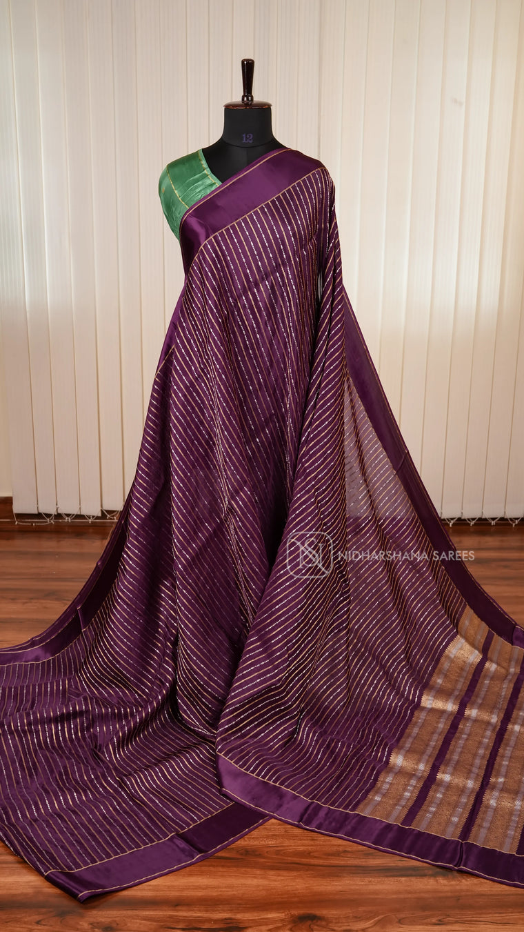 Viscose Saree With Antic Zari Lines And Satin Border