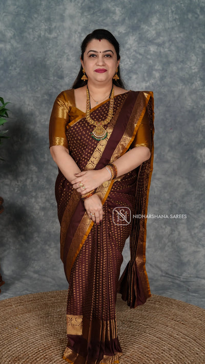 Semi Kanchipuram Silk With Zari Butta And Gap Style Border
