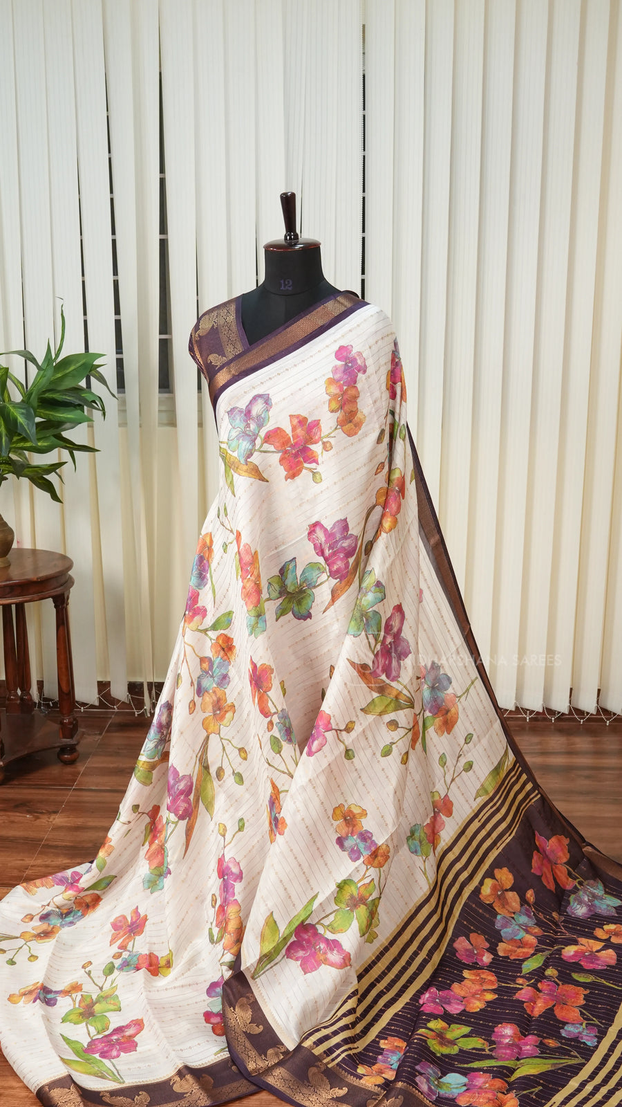 Semi Uppada Silk With Zari Lines And Digital Print Concept