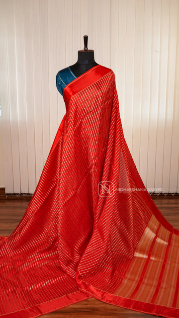 Viscose Saree With Antic Zari Lines And Satin Border