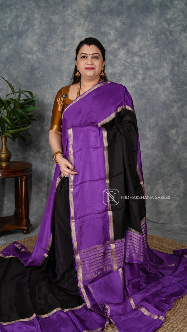 Premium Crepe Silk With Gap Style Zari Border